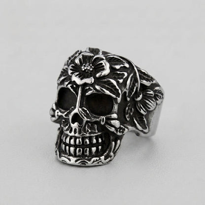 Blooming Skull Signet Ring