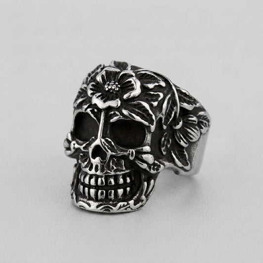 Blooming Skull Signet Ring