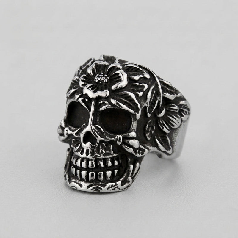 Blooming Skull Signet Ring