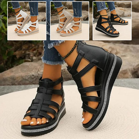 LM | Wedge sandals with rhinestones