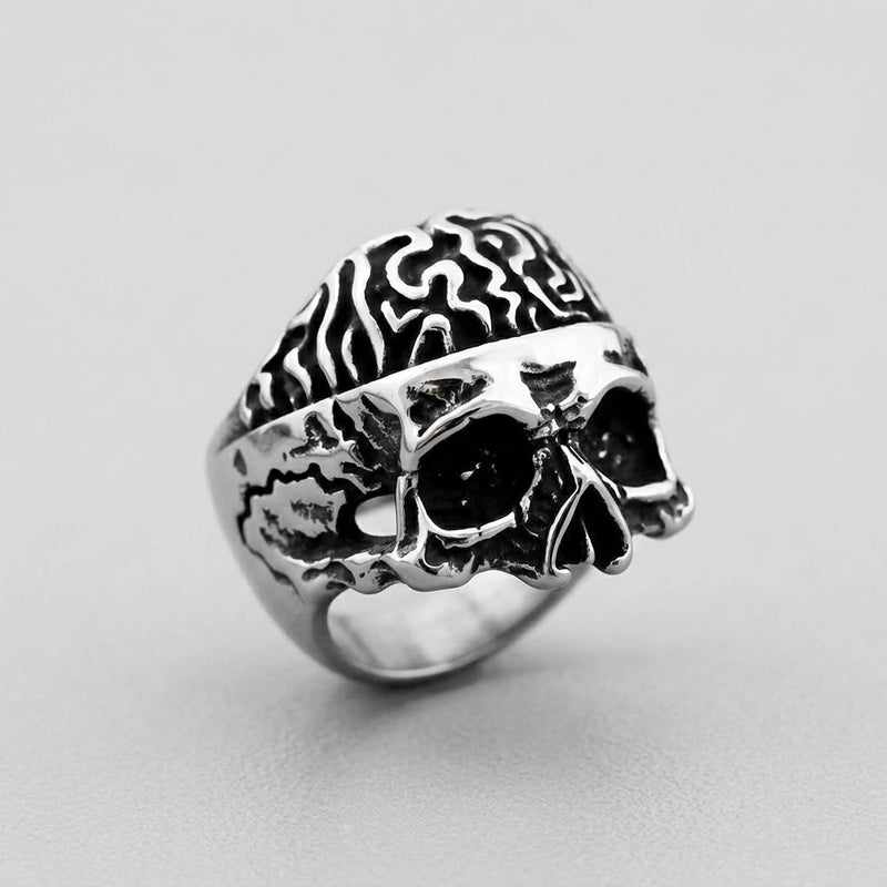Twisted Flame Skull Signet Ring